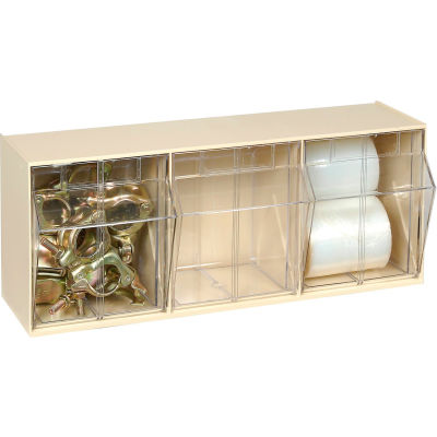 Quantum Tip Out Storage Bin QTB303 - 3 Compartments Ivory