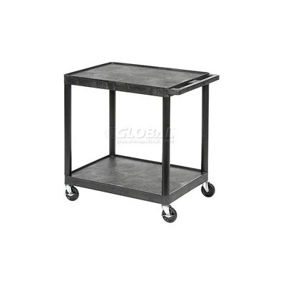 Luxor® HE32 Plastic Shelf Truck 24 x 18 x 33-1/2, 2 Shelves, Black
