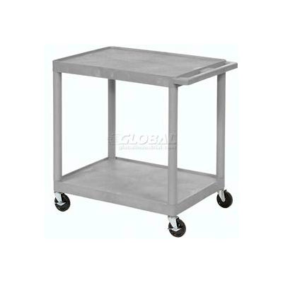 Luxor® HE32 Plastic Shelf Truck, 24 x 18 x 33-1/2, 2 Shelves, Gray