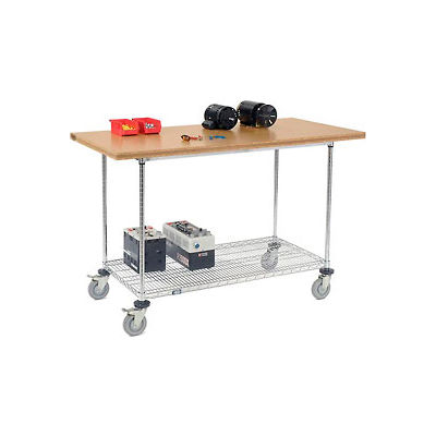 60"W x 30"D Mobile Workbench with Wire Rack - Shop Top Square Edge