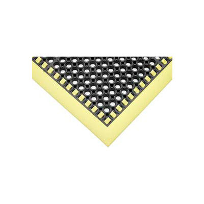 SafetyTruTred Hi-Vis Drainage Mat, 4-Sided Border, 7/8" Thick, 40"x40", Black/Yellow