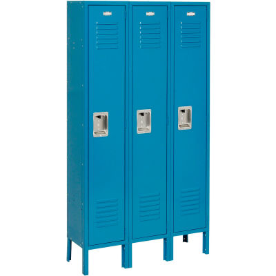 Infinity™ Locker Single Tier 12x18x60 3 Door Ready To Assemble Blue