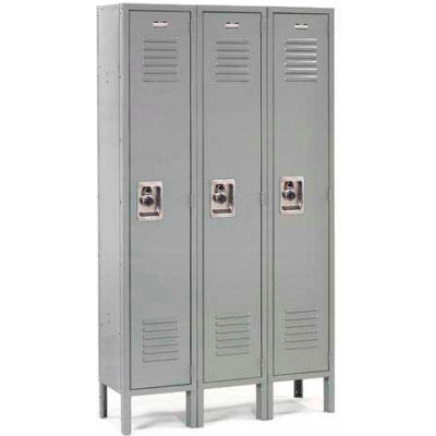 Infinity™ Locker Single Tier 12x18x60 3 Door Ready To Assemble Gray