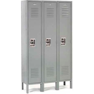 Infinity™ Locker Single Tier 12x12x72 3 Door Ready To Assemble Gray