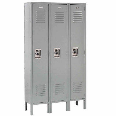 Infinity™ Locker Single Tier 12x18x72 3 Door Ready To Assemble Gray