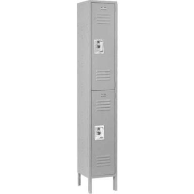Infinity™ Locker Double Tier 12x18x36 2 Door Ready To Assemble Gray