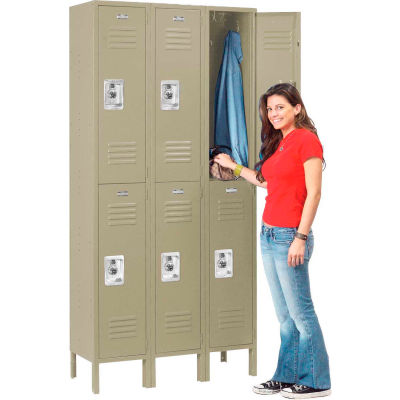 Infinity™ Locker Double Tier 12x18x36 6 Door Ready To Assemble Tan