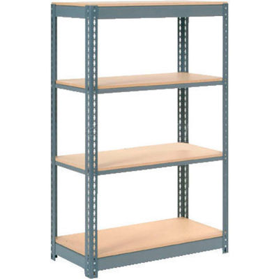 Global Industrial™ Heavy Duty Shelving 48"W x 12"D x 60"H With 4 Shelves - Wood Deck - Gray