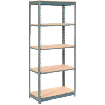 Global Industrial Heavy Duty Shelving Unit With 5 Wood Shelves, 48"W x 24"D x 84"H, Gray