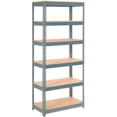 Global Industrial Extra Heavy Duty Shelving 36"W x 24"D x 60"H With 6 Shelves, Wood Deck, Gry