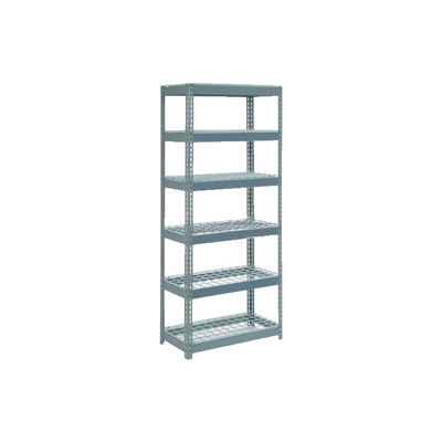 Extra Heavy Duty Shelving 36"W x 12"D x 60"H With 6 Shelves - Wire Deck - Gray