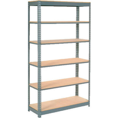 Global Industrial™ Heavy Duty Shelving 48"W x 12"D x 84"H With 6 Shelves - Wood Deck - Gray