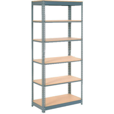 Global Industrial™ Heavy Duty Shelving 48"W x 18"D x 84"H With 6 Shelves - Wood Deck - Gray