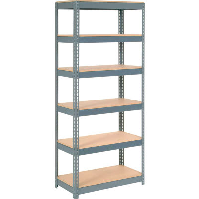 Global Industrial Extra Heavy Duty Shelving 36"W x 18"D x 84"H With 6 Shelves, Wood Deck, Gry