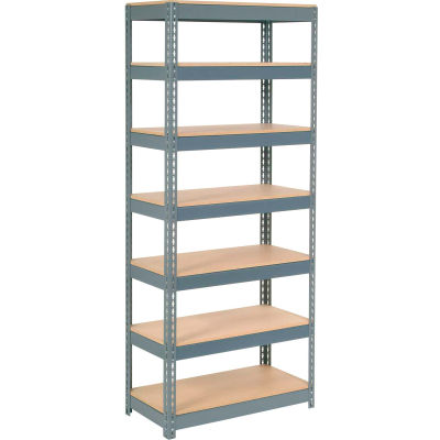 Global Industrial Extra Heavy Duty Shelving 36"W x 24"D x 84"H With 7 Shelves, Wood Deck, Gry