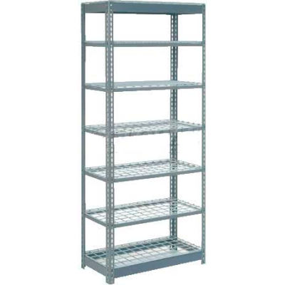 Heavy Duty Shelving 36"W x 12"D x 84"H With 7 Shelves - Wire Deck - Gray