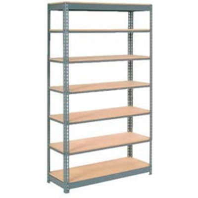 Global Industrial™ Heavy Duty Shelving 48"W x 18"D x 96"H With 7 Shelves - Wood Deck - Gray