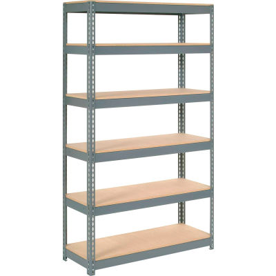 Extra Heavy Duty Shelving 48"W x 18"D x 96"H With 6 Shelves - Wood Deck - Gray