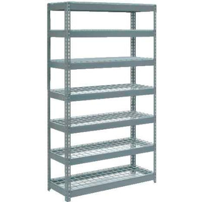 Global Industrial Extra Heavy Duty Shelving 48"W x 18"D x 96"H With 7 Shelves, Wire Deck, Gry