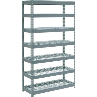 Global Industrial™ Extra Heavy Duty Shelving 48"W x 24"D x 96"H With 7 Shelves, Wire Deck, Gry