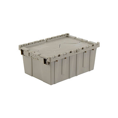 storage lid container attached shipping plastic containers 4x9 bins gry 8x15 industrial global totes globalindustrial gray distribution