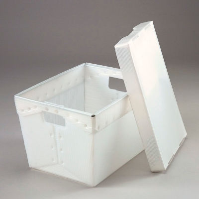 Corrugated Plastic Totes - Postal Nesting- With Lid 18-1/2x13-1/4x12 Natural - Pkg Qty 10
