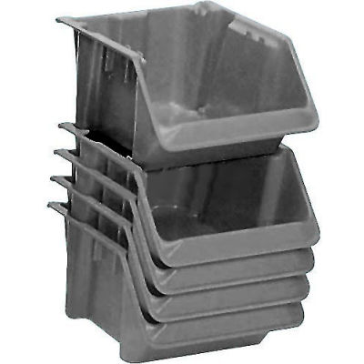 LEWISBins Fiberglass Hopper Bin SH1811-7 Stack And Nest 18"L x 11-1/2"W x 8"H Gray - Pkg Qty 5