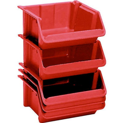 LEWISBins Fiberglass Hopper Bin SH2416-8 Stack And Nest 24"L x 16-1/2"W x 8"H Red - Pkg Qty 5