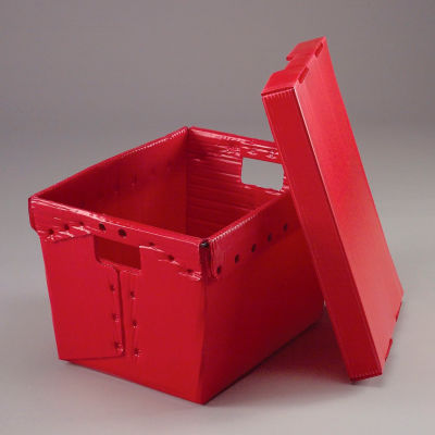 Corrugated Plastic Postal Mail Tote With Lid 18-1/2x13-1/4x12 Red - Pkg Qty 10