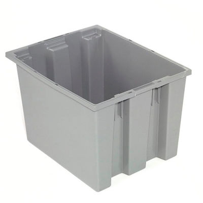 Stack And Nest Container - Plastic Storage SNT240 No Lid 23-1/2 x 15-1/2 x 12, Gray - Pkg Qty 3