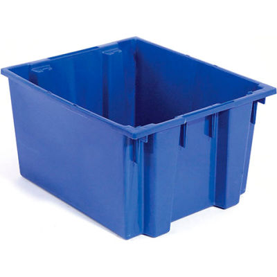 Plastic Shipping Containers - Stackable & Nesting SNT300 No Lid 29-1/2 x 19-1/2 x 15, Blue - Pkg Qty 3