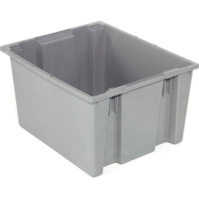 Stack And Nest Container - Plastic Storage SNT300 No Lid 29-1/2 x 19-1/2 x 15, Gray - Pkg Qty 3