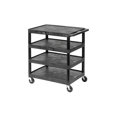 Luxor® BC40 Black Plastic Shelf Truck 32 x 24 x 39 4 Shelves