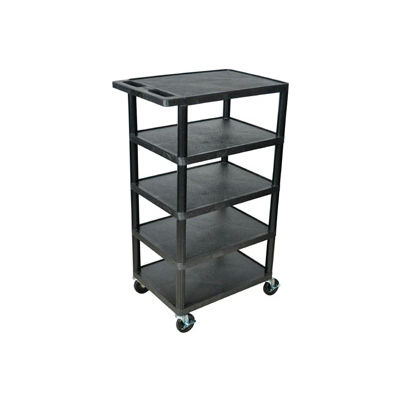 Luxor® BC50 Plastic Shelf Truck 24 x 18 x 46, 5 Shelves, Black