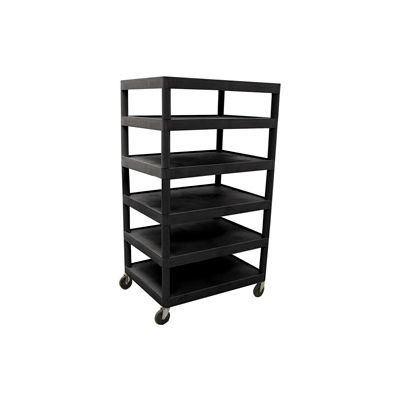 Luxor® BC60 Plastic Shelf Truck 32 x 24 x 58-1/4, 6 Shelves, Black