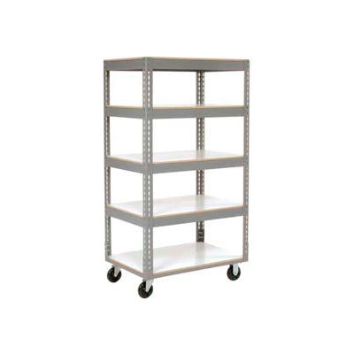 Global Industrial® Boltless Shelf Truck w/5 Shelves & Poly Casters, 48"L x 24"W x 65"H, Gray