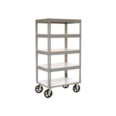 Global Industrial® Boltless Shelf Truck w/5 Shelves & Rubber Casters, 48"L x 24"W x 68"H, Gray