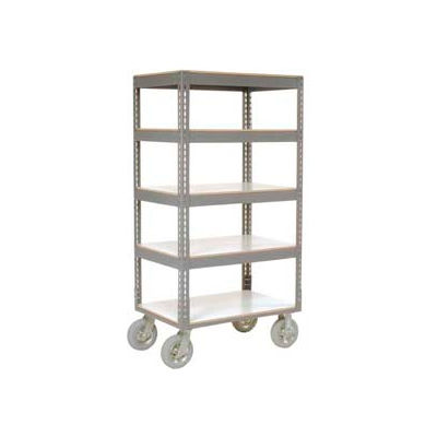 Global Industrial® Boltless Shelf Truck w/5 Shelves & Pneumatic Casters, 48"Lx24"Wx68"H, Gray