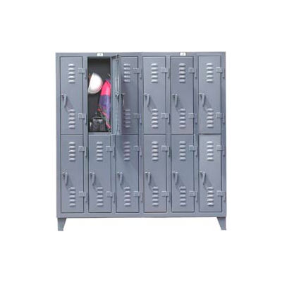 Strong Hold® Heavy Duty Slim-Line Locker 66-18-2TSL - Double Tier 74x18x78 12 Door