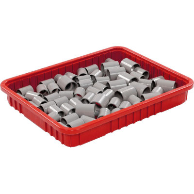 Global Industrial Plastic Dividable Grid Container - DG93030, 22-1/2"L x 17-1/2"W x 3"H, Red - Pkg Qty 6