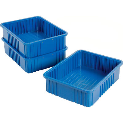 Global Industrial Plastic Dividable Grid Container - DG93060, 22-1/2"L x 17-1/2"W x 6"H, Blue - Pkg Qty 3