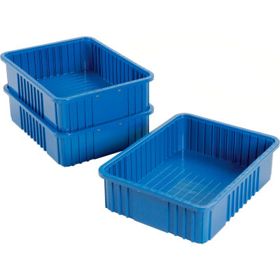 Global Industrial™ Plastic Dividable Grid Container - DG93060, 22-1/2"L x 17-1/2"W x 6"H, Blue - Pkg Qty 3