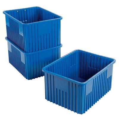Global Industrial Plastic Dividable Grid Container - DG93120, 22-1/2"L x 17-1/2"W x 12"H, Blue - Pkg Qty 3