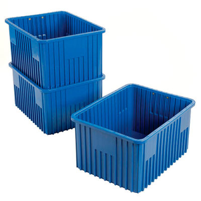 Global Industrial™ Plastic Dividable Grid Container - DG93120, 22-1/2"L x 17-1/2"W x 12"H, Blue - Pkg Qty 3
