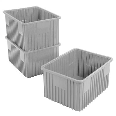 Global Industrial Plastic Dividable Grid Container - DG93120, 22-1/2"L x 17-1/2"W x 12"H, Gray - Pkg Qty 3