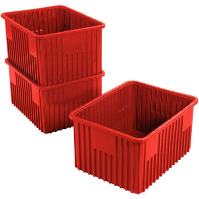 Global Industrial™ Plastic Dividable Grid Container - DG93120, 22-1/2"L x 17-1/2"W x 12"H, Red - Pkg Qty 3