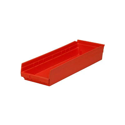 Global Industrial Plastic Nesting Storage Shelf Bin 8-3/8"W x 23-5/8"D x 4"H Red - Pkg Qty 6