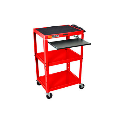 Luxor Red Adjustable Steel Workstation With Sliding Keyboard Shelf