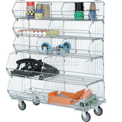 Global Industrial Modular Wire Stacking Bin Basket Rack, 36"W x 20"D x 51"H, 5 Wire Bins