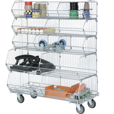 Global Industrial Modular Wire Stacking Bin Basket Rack, 36"W x 20"D x 51"H, 5 Wire Bins